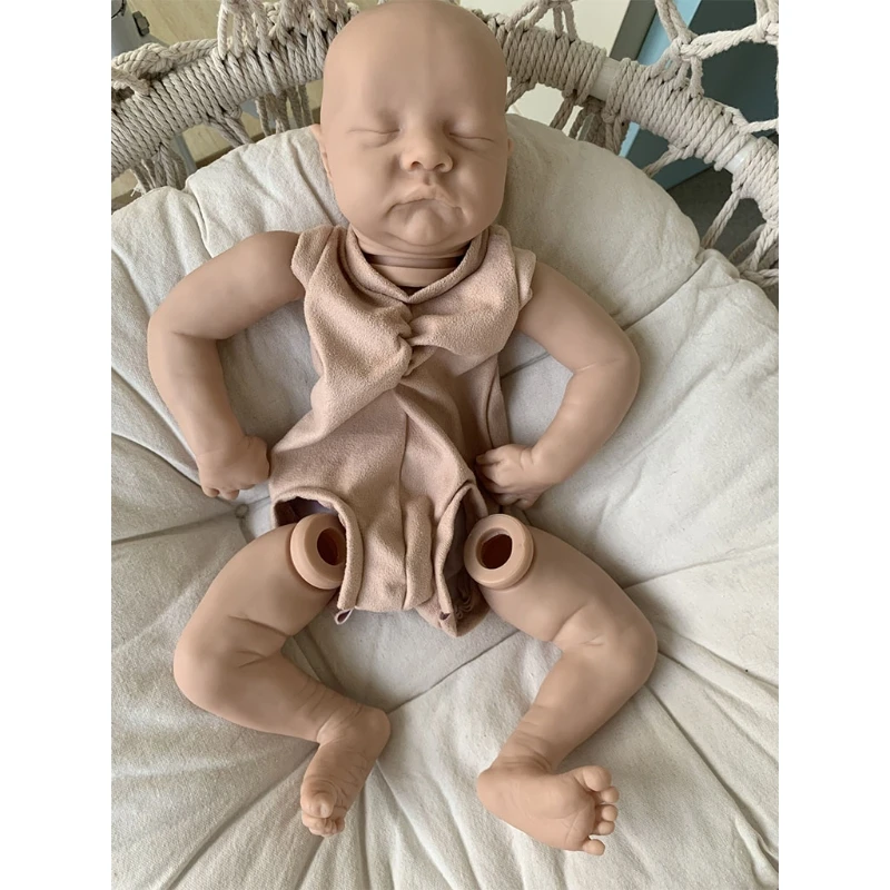 Kit de mu&ntilde;ecas Reborns, 21 pulgadas, en blanco, sin pintar, DIY, conjunto realista hecho a mano, molde con cabeza, extremidades completas y tela corporal-0