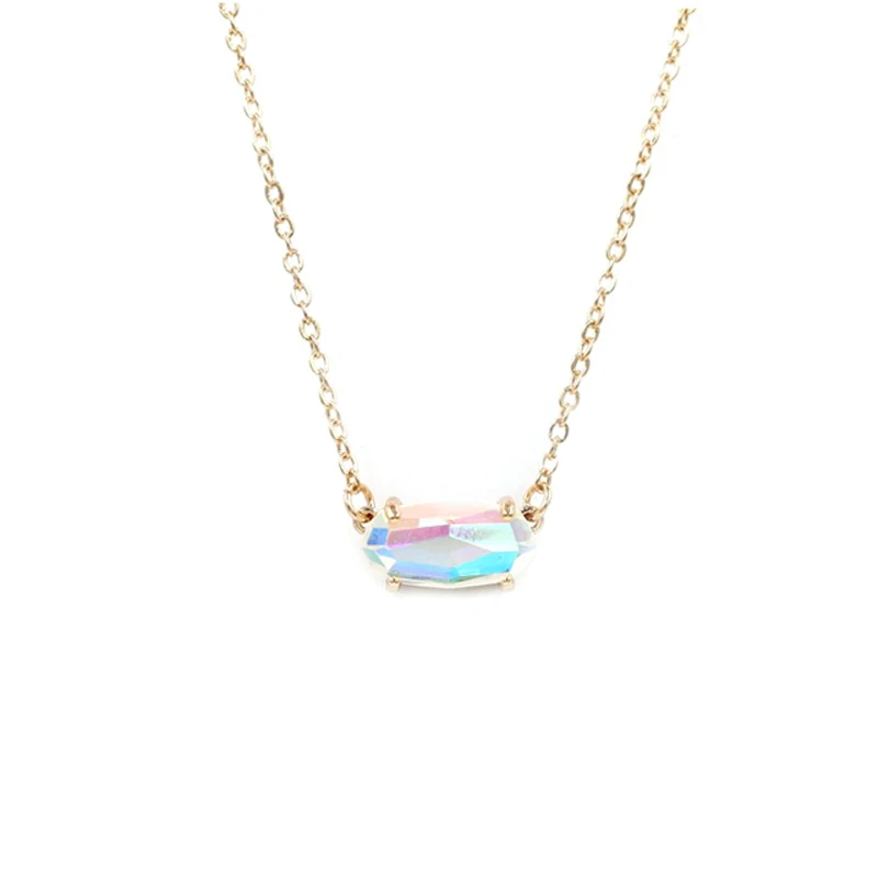 

Faceted AB Dichroic Crystal Inspired Stone Pendant Necklace for Women