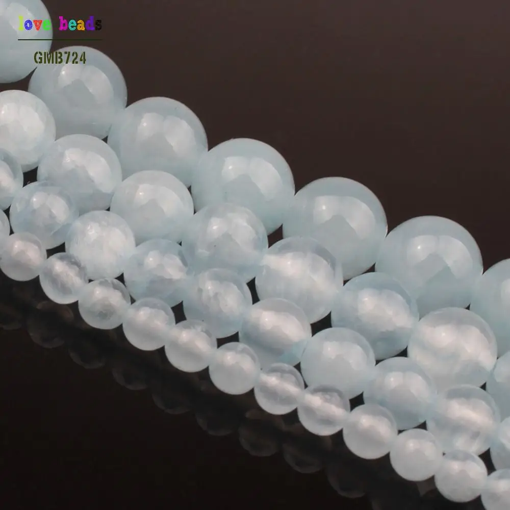 Аквамариновые камни светильник-голубые нефритовые круглые бусины россыпью для