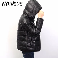 ayunsue winter jacket women 100 real sheepskin coat female natural genuine leather duck down jacket warm womens hooded outwear
