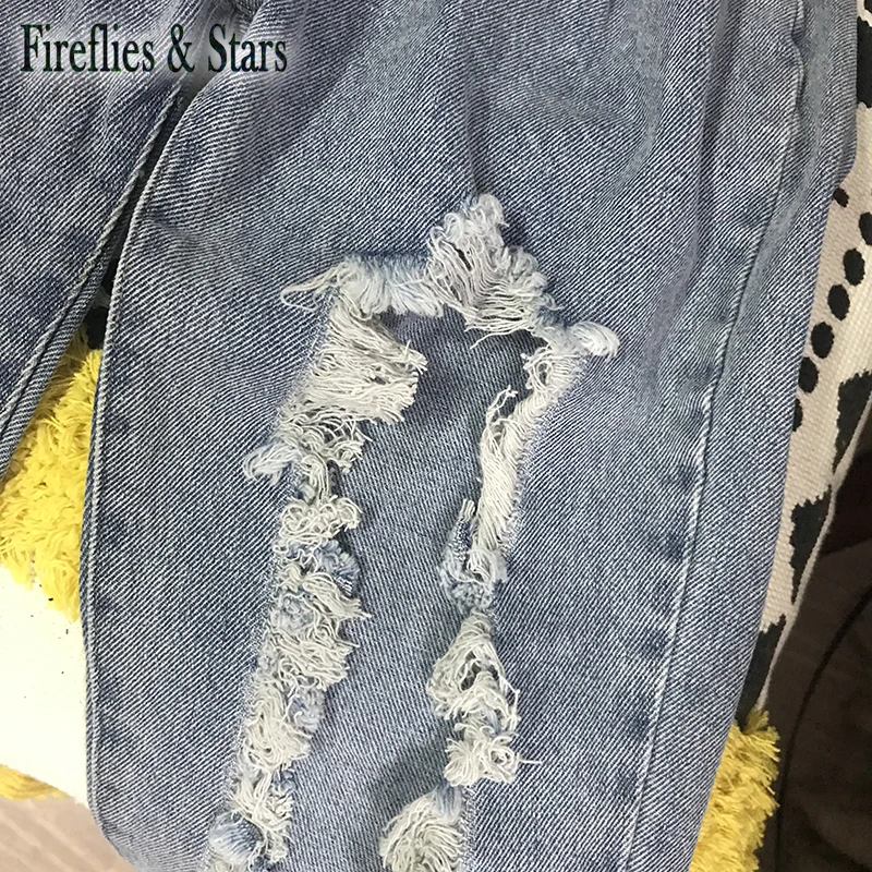 Летние джинсы для девочек детские джинсовые брюки уличная одежда модные рваные с