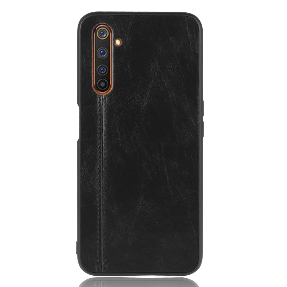 Роскошный чехол из телячьей кожи для Oppo Realme 6 Жесткий Чехол искусственной с
