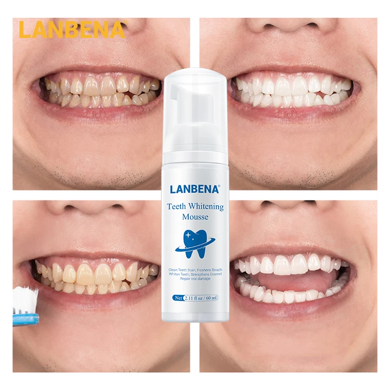 

LANBENA Teeth Whitening Mousse Toothpaste Dental Oral Hygiene Remove Stains Plaque Teeth Cleaning Tooth White Tool 60ML