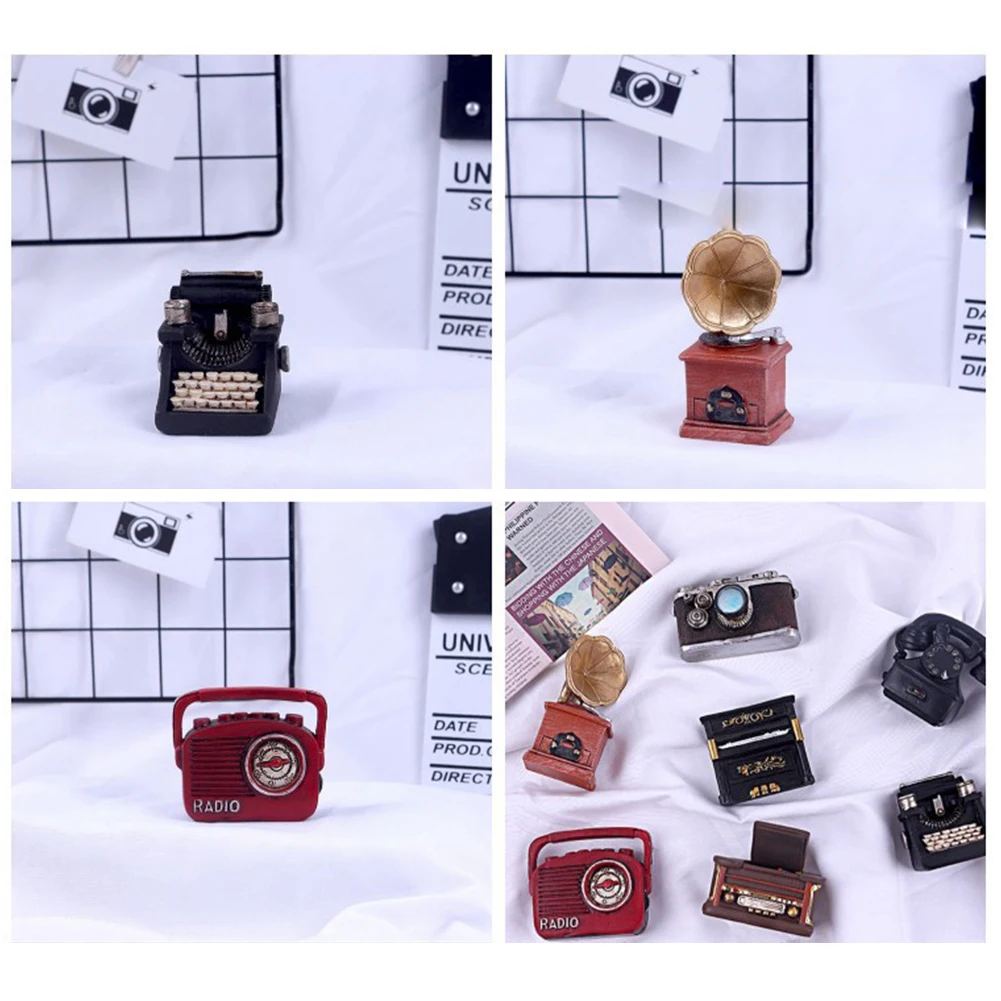 Винтаж мини Изделия из смолы фонограф Камера пианино радиомодель ностальгия
