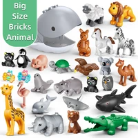big size building blocks diy animal accessories figures block lion owl penguin dog bricks assembly toys for children kids gifts