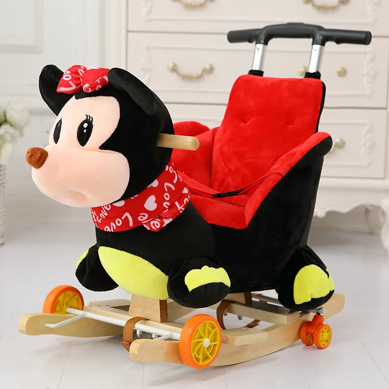 

Multi-function Wooden&plush animal Unicorn Elephant Bear Rocking Horse Trojan toy Rocking Chair baby carriage Child trolley car