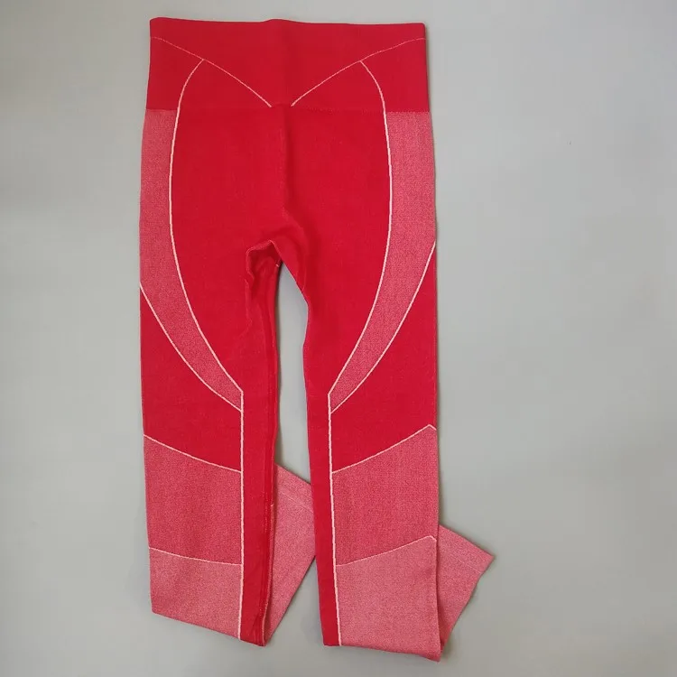 CB1064 red pant Зима Осень Engery Ombre бесшовный комплект для йоги женский спортивный костюм Одежда для спортзала с длинным рукавом для фитнеса укороченный Топ Леггинсы спортивный костюм для йоги - Цвет: CB1064 red pant