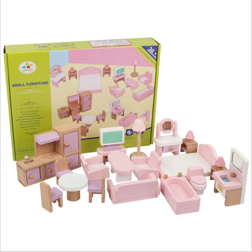 

Mini DIY Kids Educational play house Furniture 3D Woodcraft Puzzle Model Kit Handmade Toys Set for Children Handworked gift