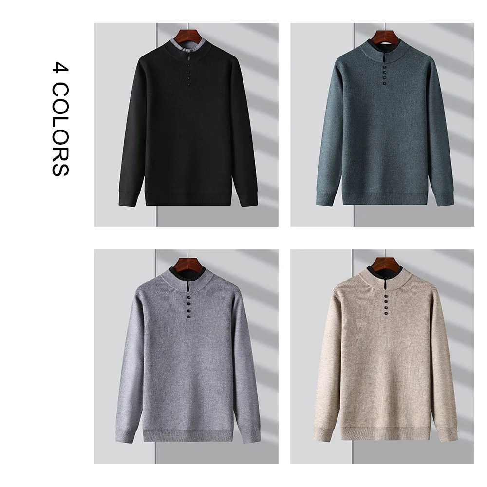 coodrony brand thick warm sweater pullover men clothes autumn winter new arrival fashion button turtleneck knitwear jumper c2140 free global shipping