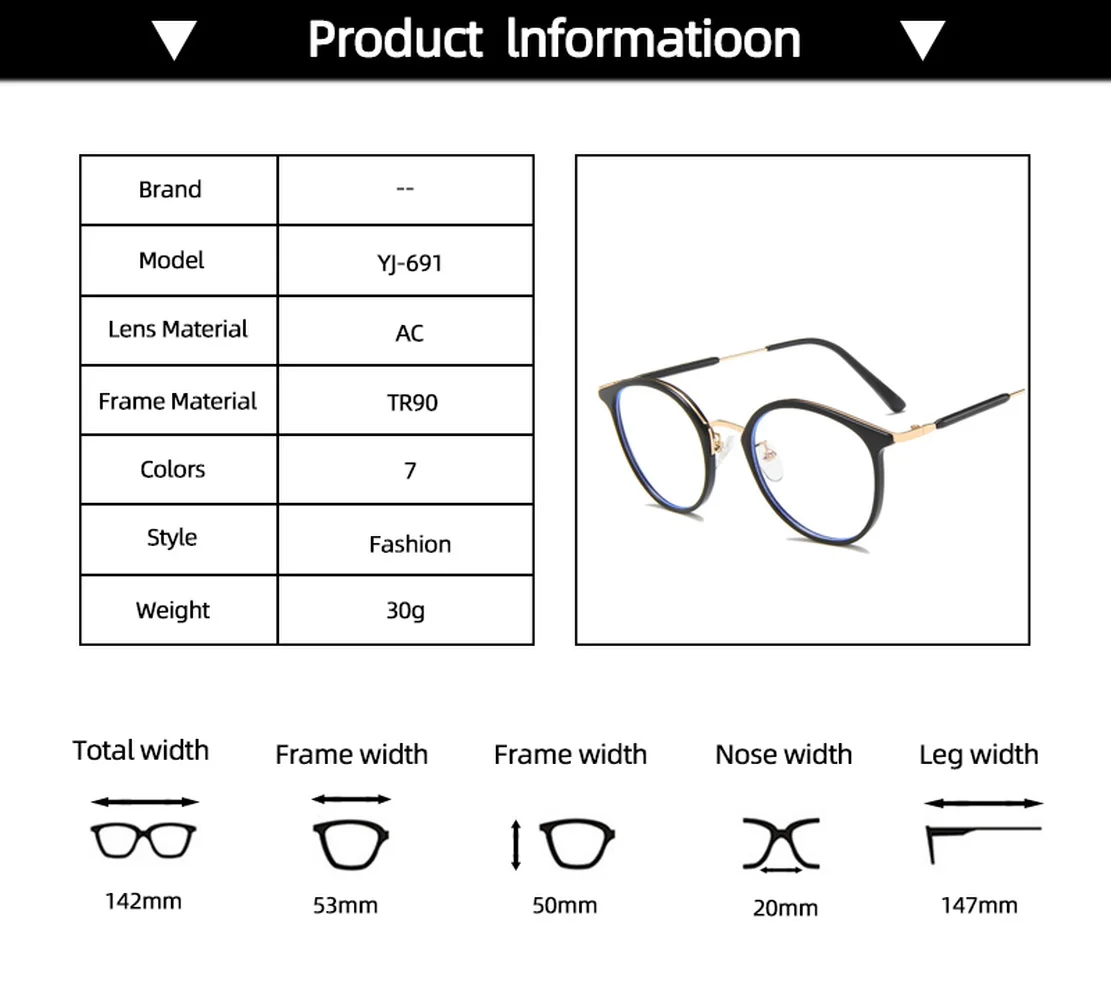 

Anti Blue Light Glasses Women Stylish Round Frame Computer Mobile Phone Rrotection Radiation Blue Light Blocking EyeGlasses