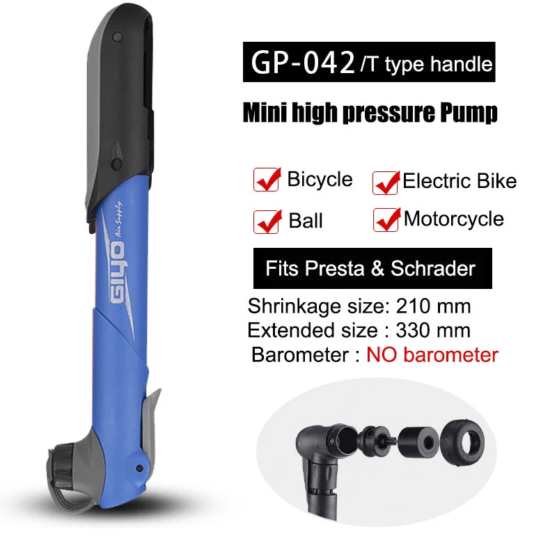 GP042 Blue GIYO велосипедный насос, мини ручной насос Schrader Presta с клапаном, велосипедный воздушный насос, игрушечный шарик, насос для шин MTB, аксессуары для горного велосипеда - Цвет: GP042 Blue