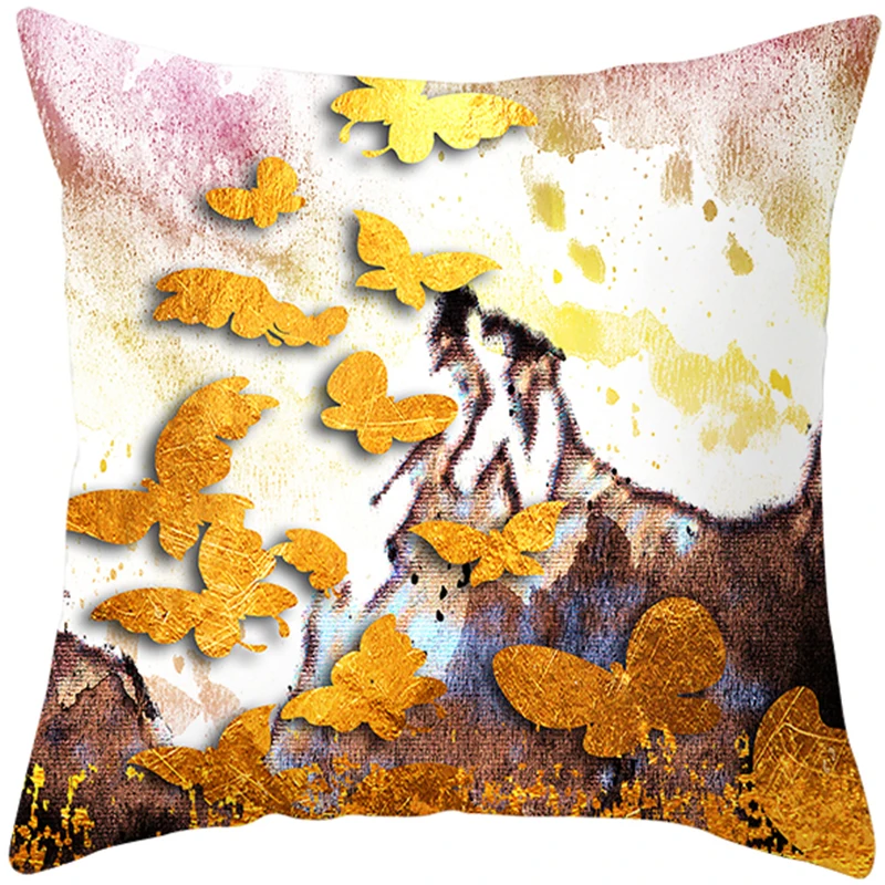 OIMG Морден простой чехол для подушки полиэстер Золотой декоративная штамповка