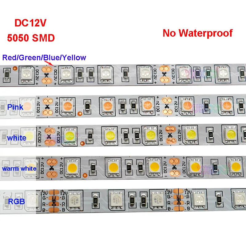Светодиодная лента 12 в пост. Тока 5 м 5050 2835 SMD светильник RGB/белый/теплый