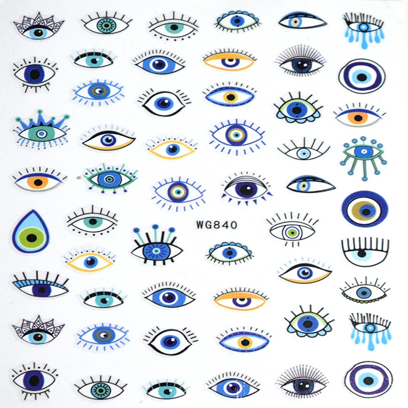 1PCS High-end Blue Eye Nail Sticker Color Exquisite Eye Adhesive Self-adhesive Nail Slider Nail Art Beauty Applique
