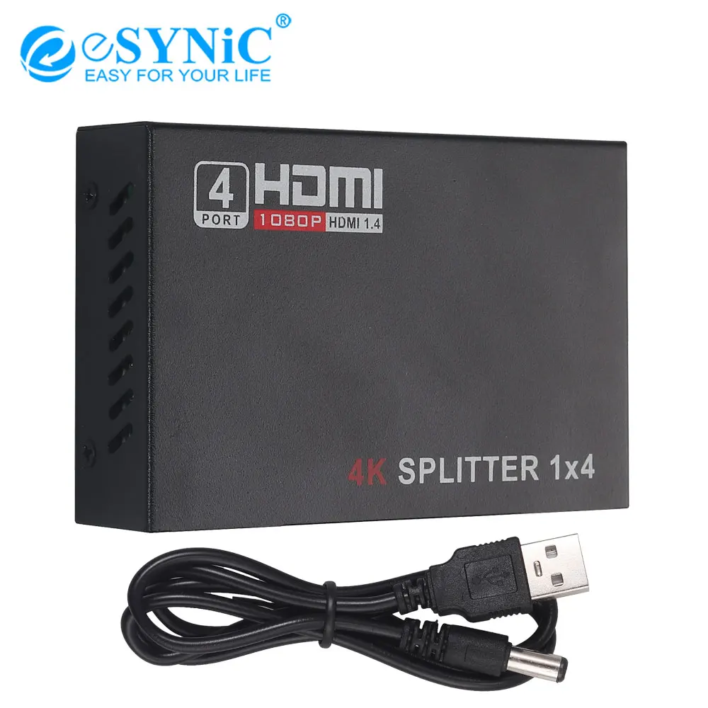 Разветвитель eSYNiC 1080P HDMI совместимый с портами 1x4 разветвитель и усилитель 1 4 3D 4K