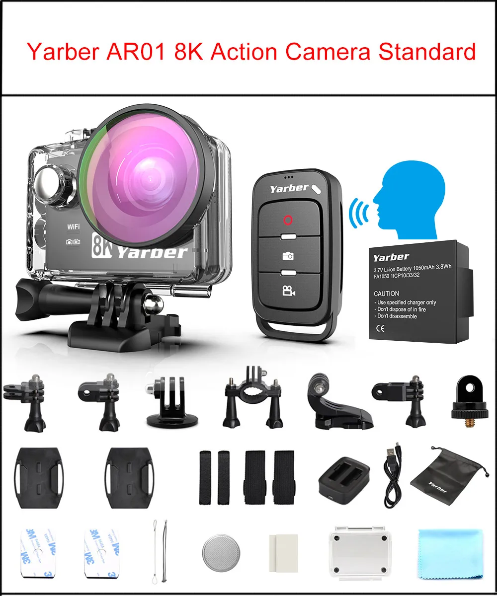 Спортивная Экшн-камера Yarber 8K Wi-Fi 4K 60fps велосипедный шлем s 40 м Водонепроницаемая
