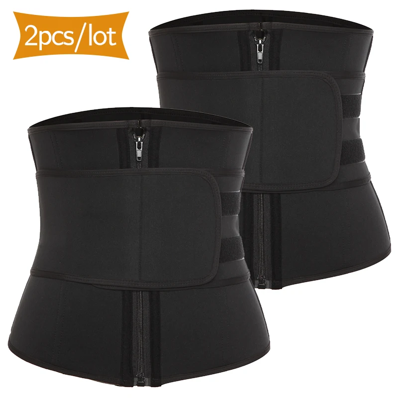 2pcs Single Velcro VASLANDA корсет на косточках для тренировок, сауны, пота, спорта, пояса Cintas Modeladora, женский пояс для коррекции поясницы, тренировки, триммера - Цвет: 2pcs Single Velcro