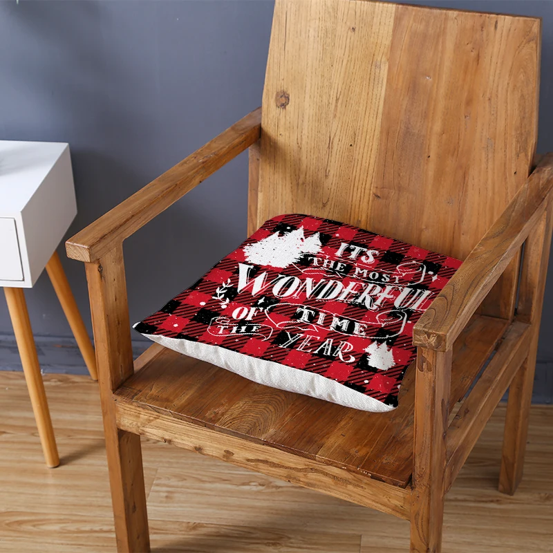 Новинка 2021 красная клетчатая Рождественская подушка чехол персиковая кожа
