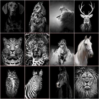 gatyztory black and white animal diy painting by numbers handpainted oil painting for adults kill time home decor accessories