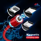 Магнитный кабель lighting 2,4 А, кабель Micro USB для быстрой зарядки, Тип C, магнитное зарядное устройство, 1 м, плетеный телефонный кабель для Samsung, Xiaomi, Huawei
