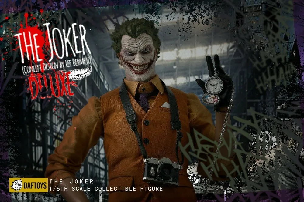Günstig 1/6th DAFTOYS Comic Clown Set Kleidung Schwarz Mantel Orange Top Lila Hosen F 12'' Männlichen Action Figur Körper