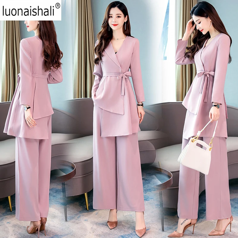 Лидер продаж 2019 года Осенний офисный костюм для женщин брюки рубашка с