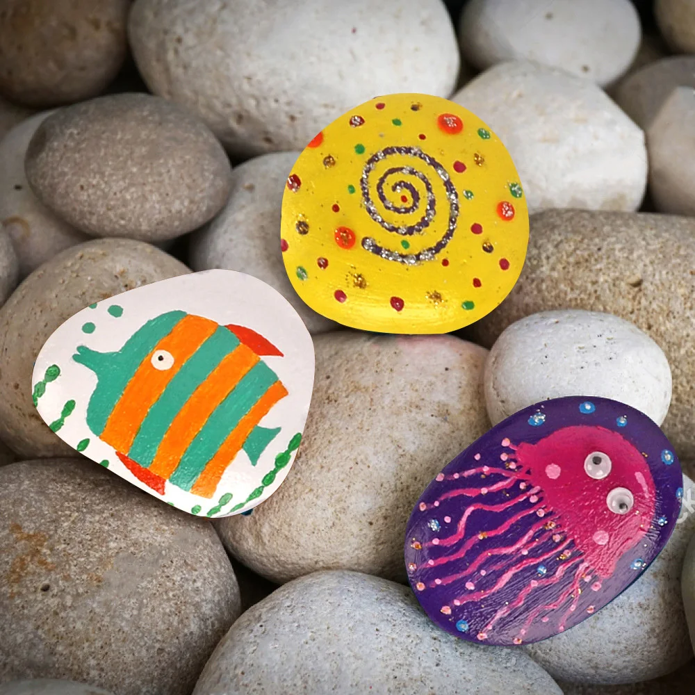 

DIY Color Drawing Children Hand-painted Creative Rockstone Painting Tools Material Package Graffiti Kids Toys
