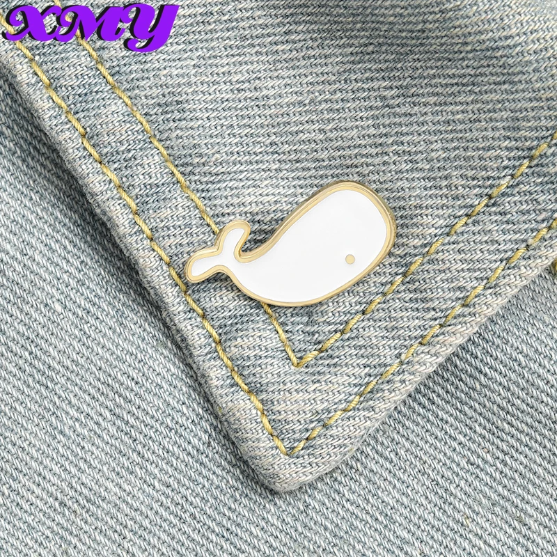 

Little Whale Enamel Pins Custom Mini Badge for Denim Jeans Lapel Pins Cartoon Simple White Jewelry Gifts Brooches for Kids