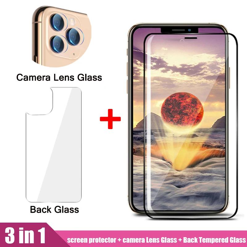 3 в 1 9D Передняя Задняя закаленное стекло полное покрытие для iPhone 11/11 Pro/11 Pro Max