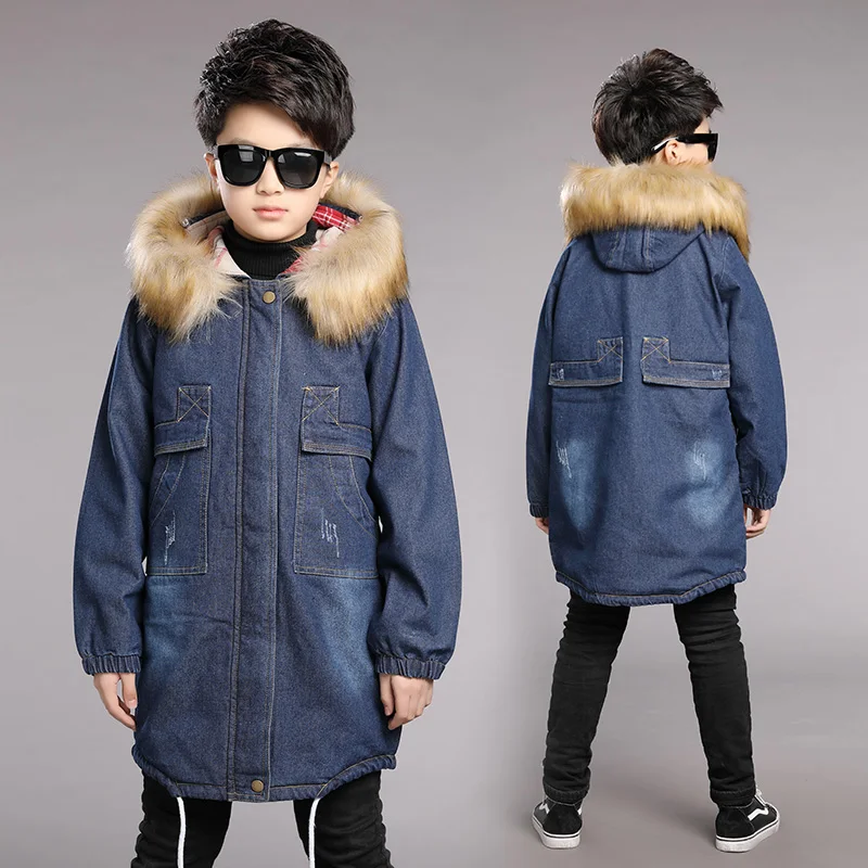 От 6 до 15 лет куртка для маленьких мальчиков зимние куртки малышей джинсовое