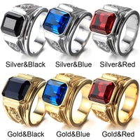 fashion vintage blue crystal ring hip hop punk rock gold color dragon ring for men women vintage wedding engagement rings