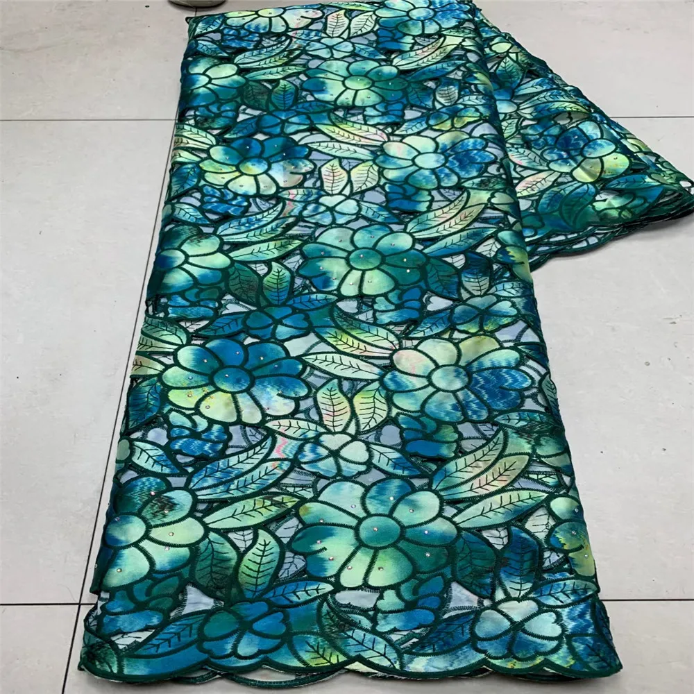 

African Lace Fabric 2020 High Quality Lace Printing Chiffon cotton Lace Fabric For Wedding Party Nigerian Tulle Lace Fabric