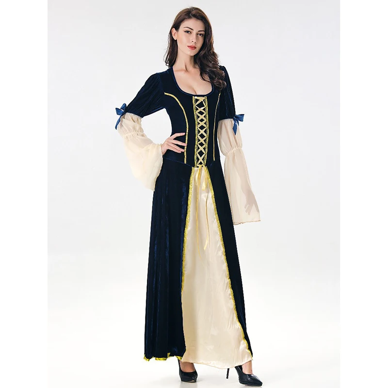 Halloween New Medieval Dress Cosplay Carnival Costume Queen Long Robe Disguise Palace Court Retro Noble Princess Woman Girls |