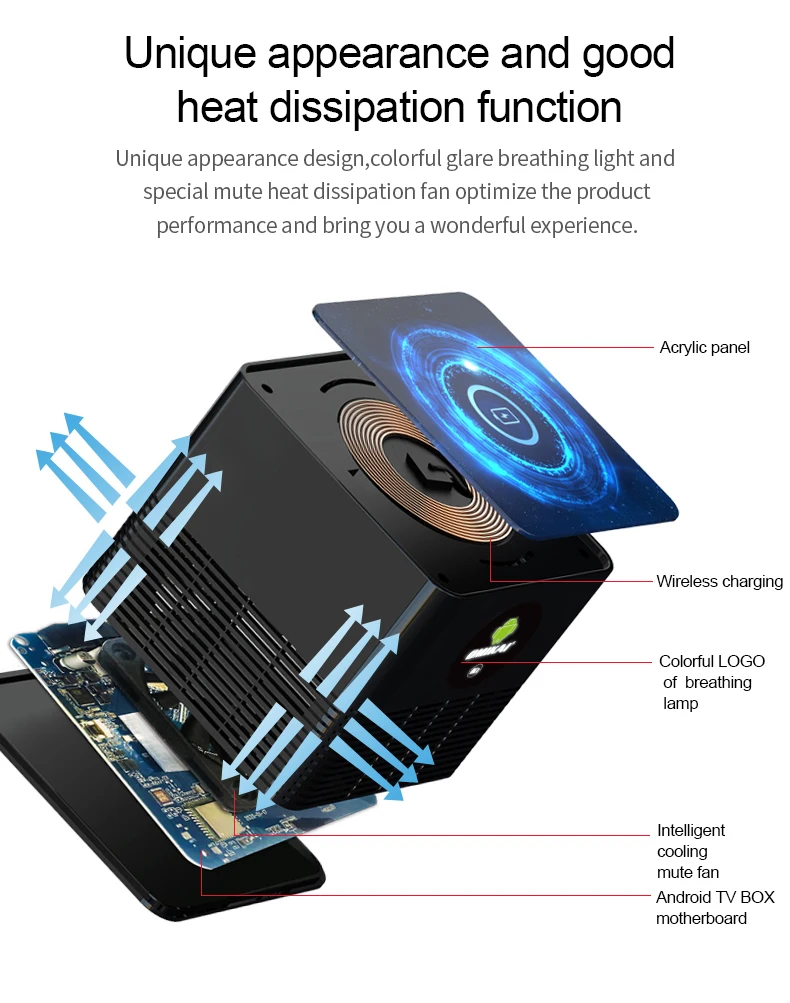 OMIKAI K1 Android 10 TV Box Беспроводной зарядки Media Player 6K 2 4G/5G двухъядерный процессор Wi Fi 1000 м