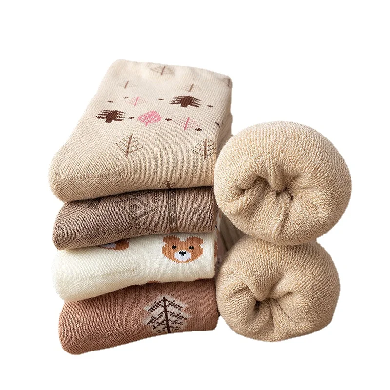 

Женские носки, носки-трубы, плюс бархат, утолщенные, теплые осенние и зимние махровые носки, милые Мультяшные модные носки