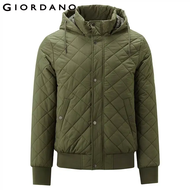 Мужская стеганая куртка Giordano повседневная бомбер с капюшоном и множеством