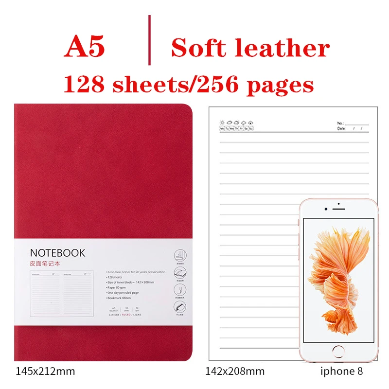 

Kawaii Agenda A5 Soft Leather Journal Notebook Business Meeting Line Daily Planner Notepad School Office Stationery For Girl Boy