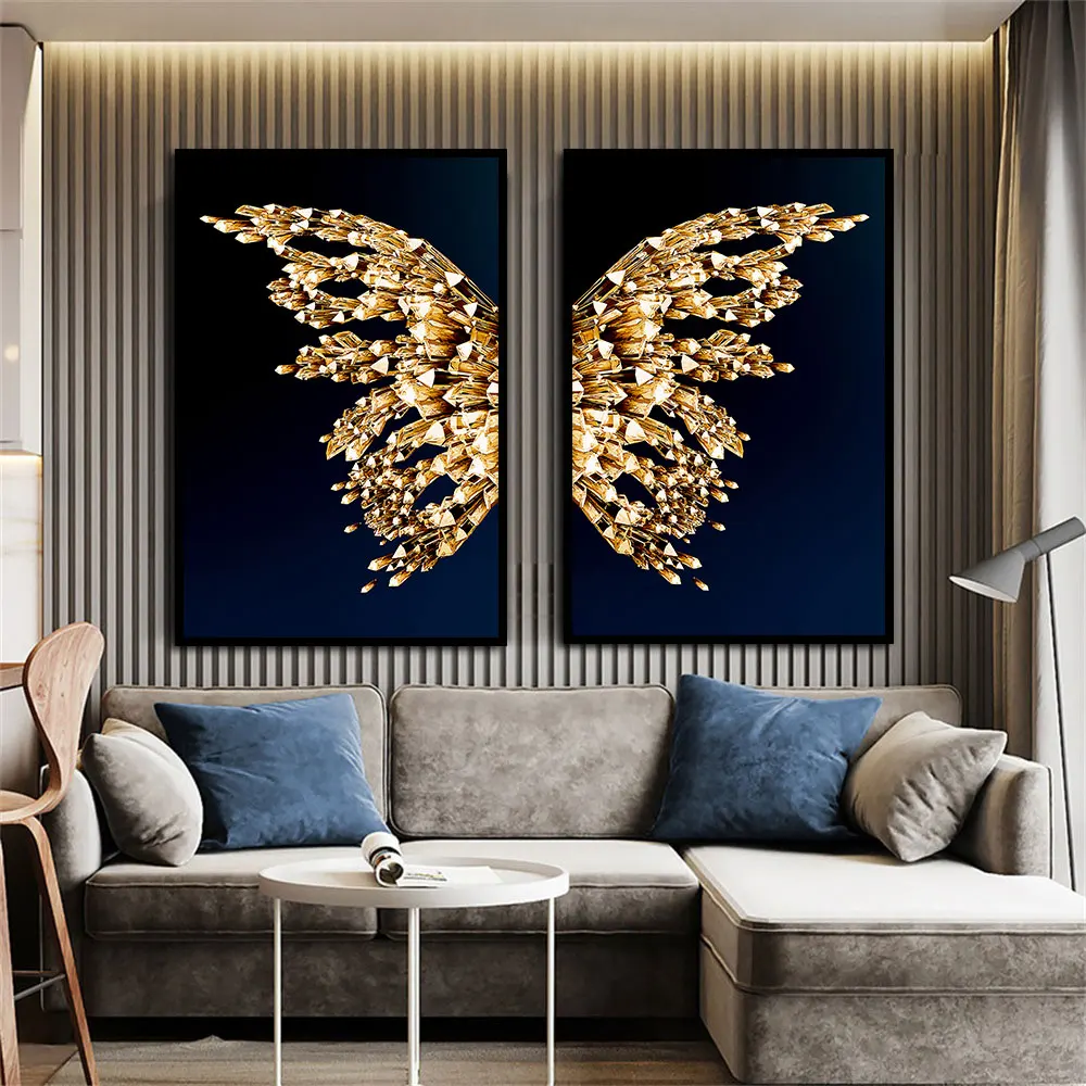 

Golden Butterfly Wings Canvas Painting Dark Beautiful Posters And Print Modern Style Wall Art Picture For Living Room Home Decor