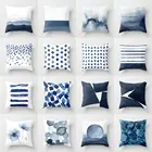Акварельный Синий чехол для подушки, абстрактный мраморный геометрический рисунок, декор для автомобиля, офиса, детской комнаты