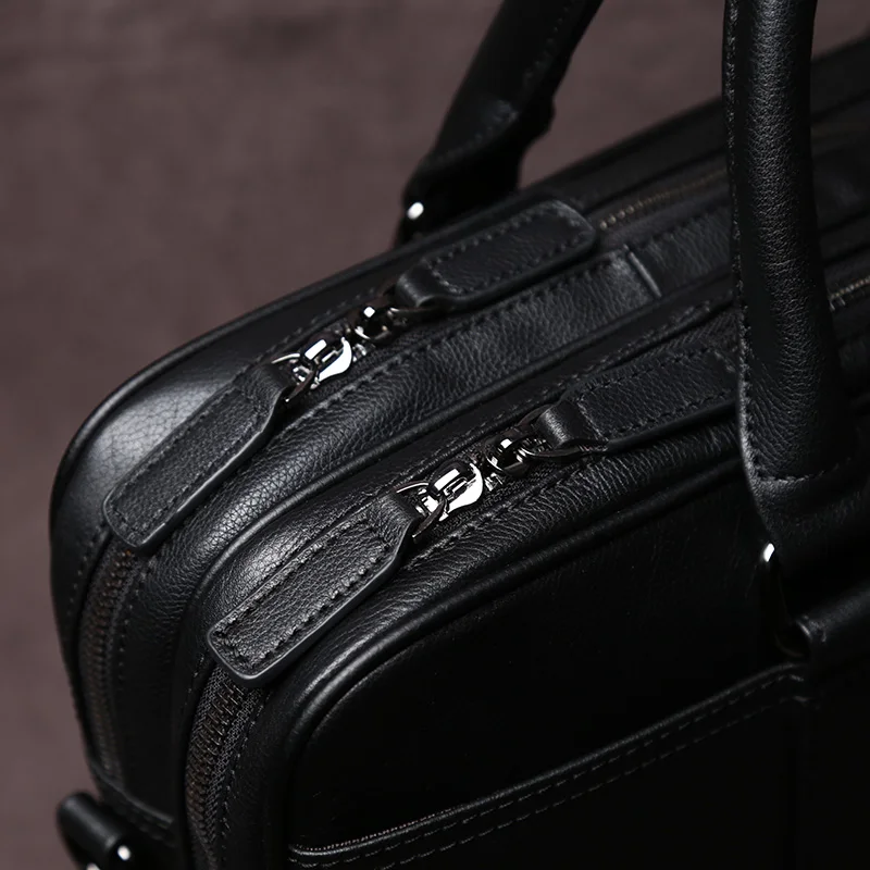 Vintage Luxury Head Layer Genuine Leather Men's Business Office Briefcases 16 Inch Laptop High-Capacity Shoulder Messenger Bags