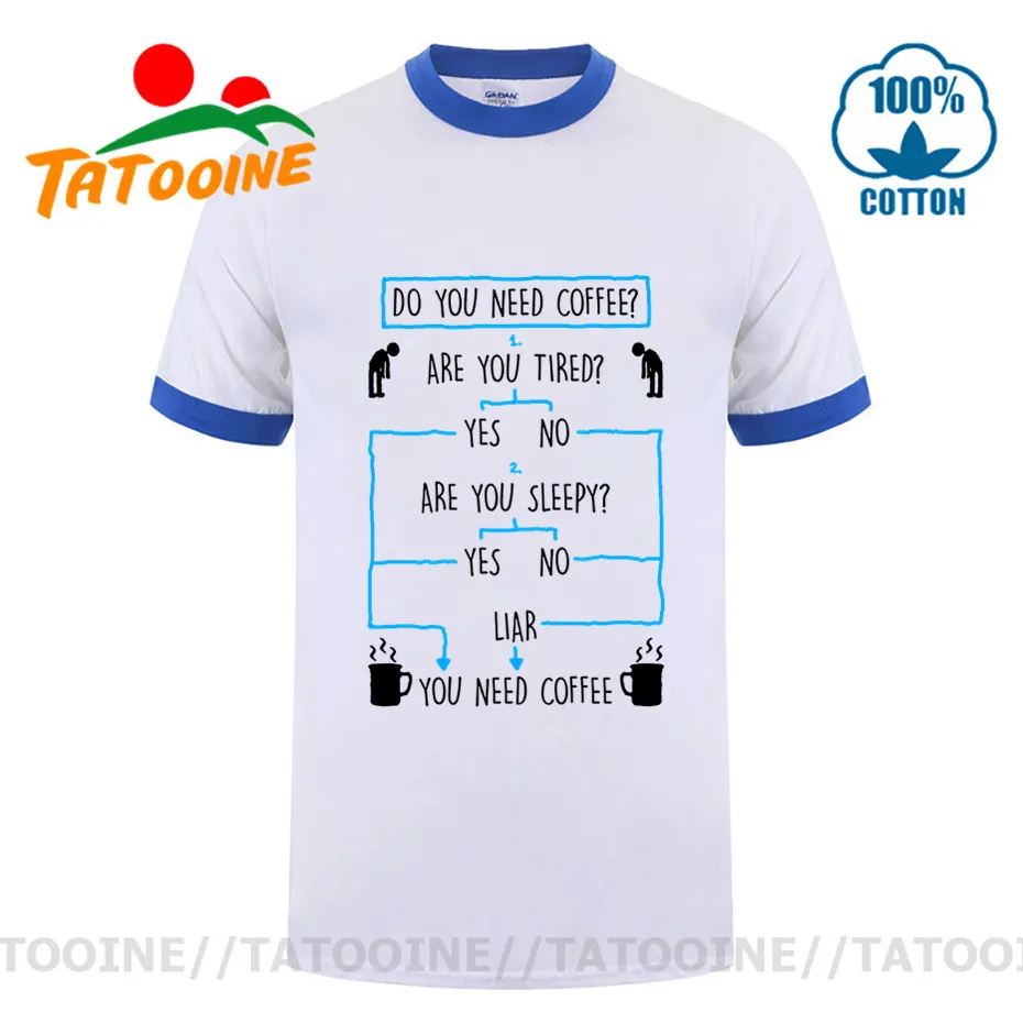 Футболка Tatooine Do you need coffee Мужская забавная с коротким рукавом круглым вырезом