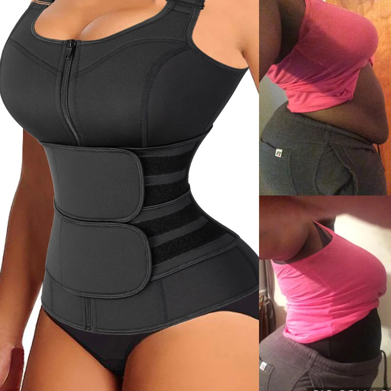 

Women Waist Trainer Corset Vest Slimming Belt Neoprene Body Shaper Sauna Tank Top Zipper Weight Loss Shirt Faja Shapewear