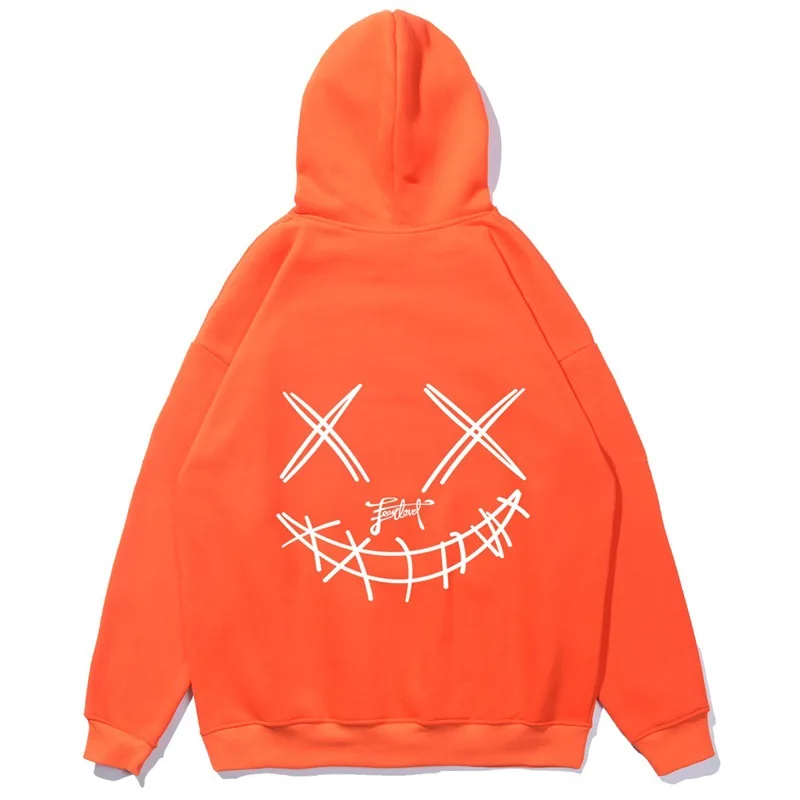 

Funny Face Print Hip-hop Street Style Korean Fashion Long Sleeve Hoodie Winter Unisex Cotton Couple's Clothes Men's Sports Wear
