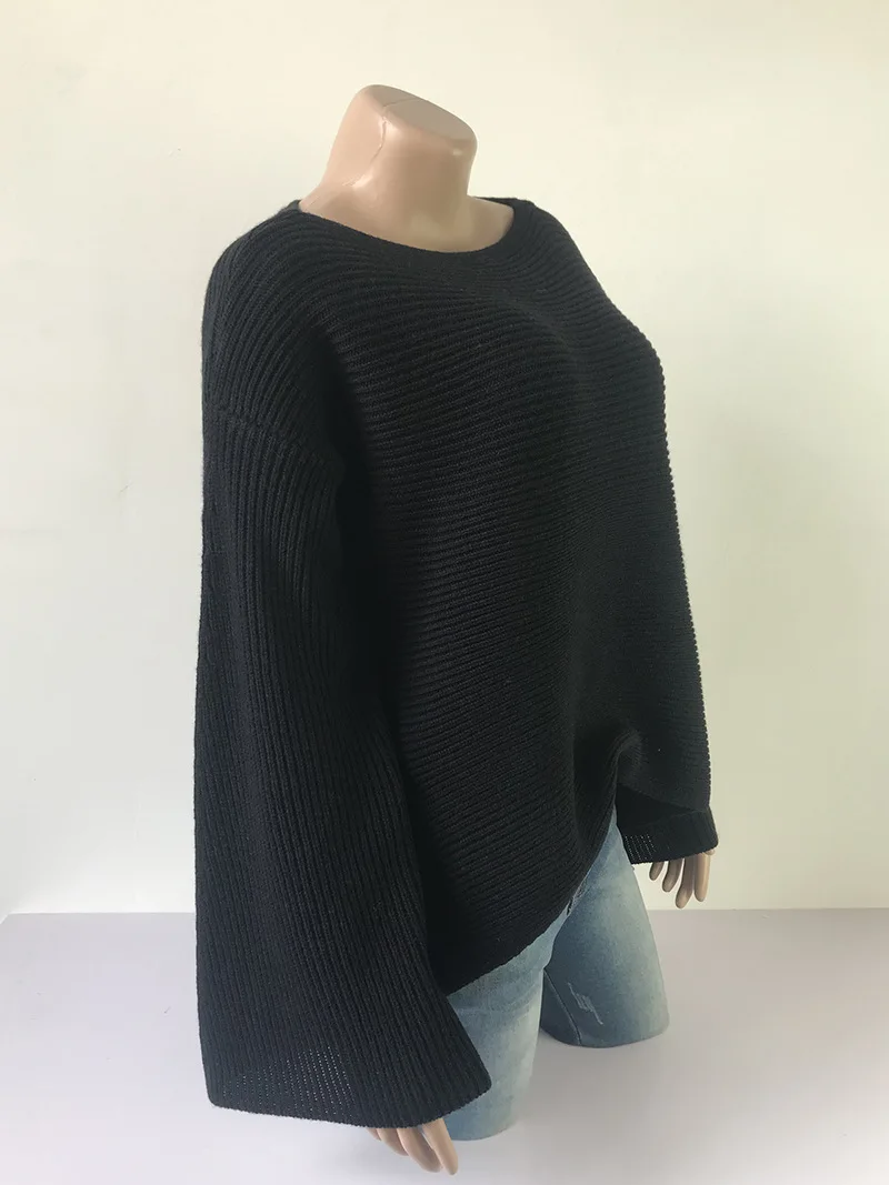 Женский вязаный свитер basicWomen однотонный пуловер на осень и зиму белый цвет 2019 |