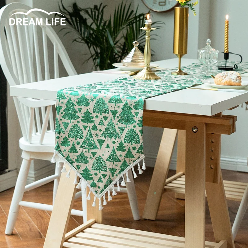 

Рождественская елка, лось, печатный планшетофон, Обложка для стола, праздничный декор, хлопчатобумажная скатерть, Рождественское украшение