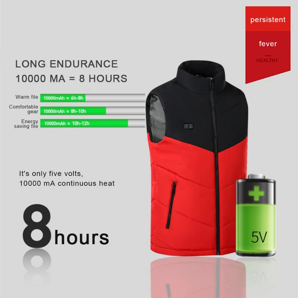 

Men Winter Heated Vest USB Charging Electric Heating Jacket Coat Outdoor Electric Warmer Thermal Waistcoat Self Heated Clothing