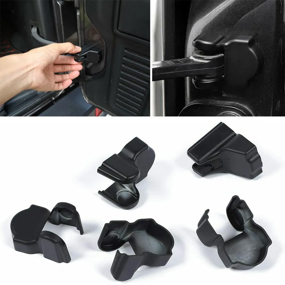 

5PCS Matte Black Car Door Lock Stopper Limiting Arm Buckles Car Cover Trim For For Jeep Wrangler JL JT 2018+ Car Accessories