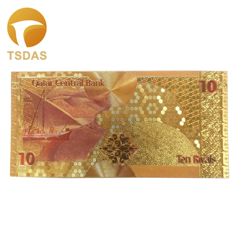 999 золотые банкноты цветные 10 риял Катара шт./лот Новая коллекция подарков | Дом и