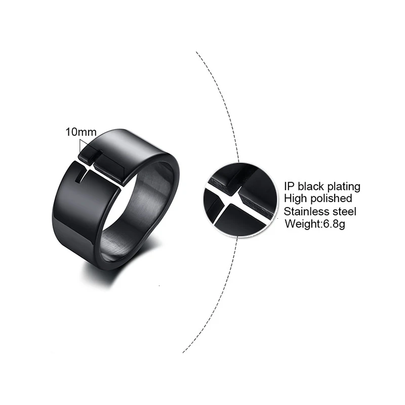 Мужские стильные кольца с полым крестом и Иисусом черные обручальные