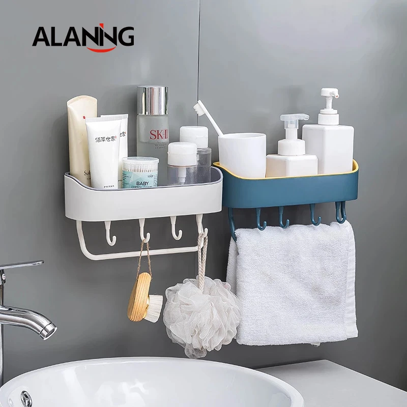 Самоклеящаяся полка органайзер для ванной комнаты с крючком без отверстий